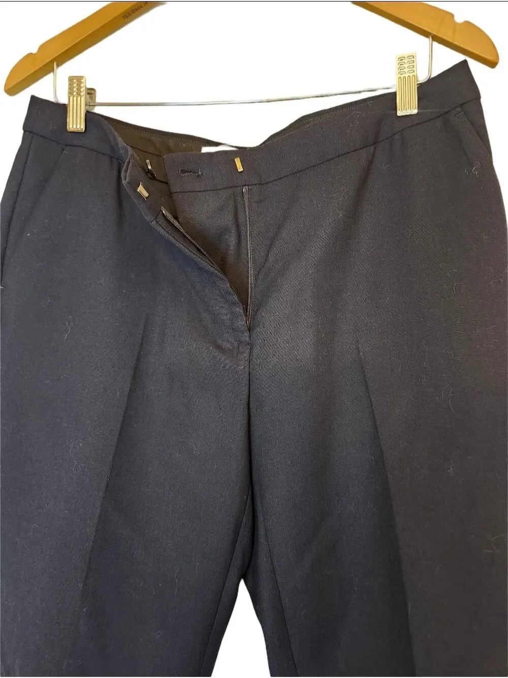 REISS Faulkner Navy Blue Slim Leg Wool Blend Trousers - US 10 / UK 14 - Picture 3 of 10